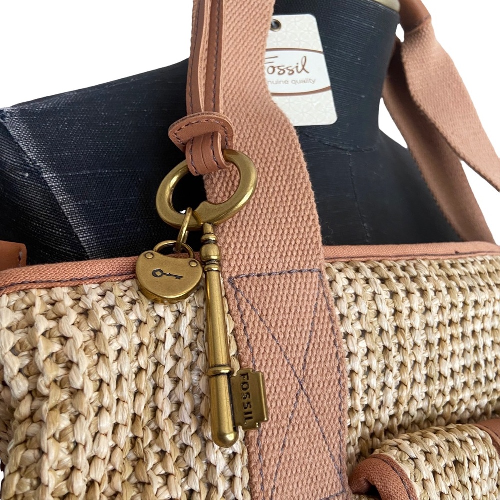 Fossil Bag Purse Tote Tan Brown Large Gard Natural Style NWT - Picture 5 of 9